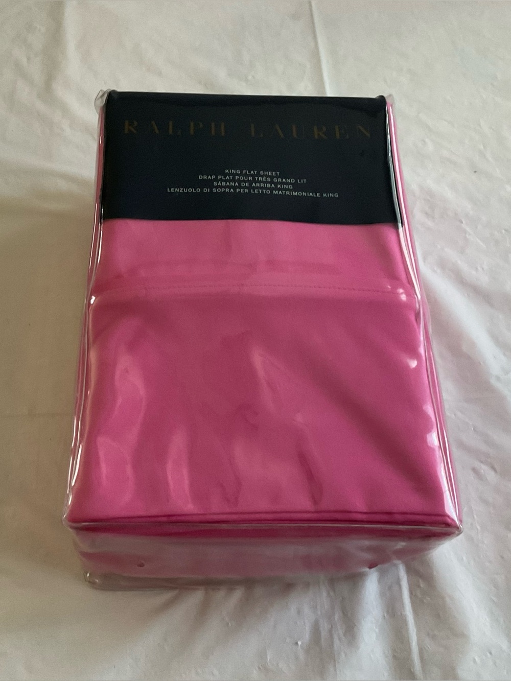 Ralph Lauren RL 464 Solid Percale Monaco Pink KING Flat Sheet-New In Package